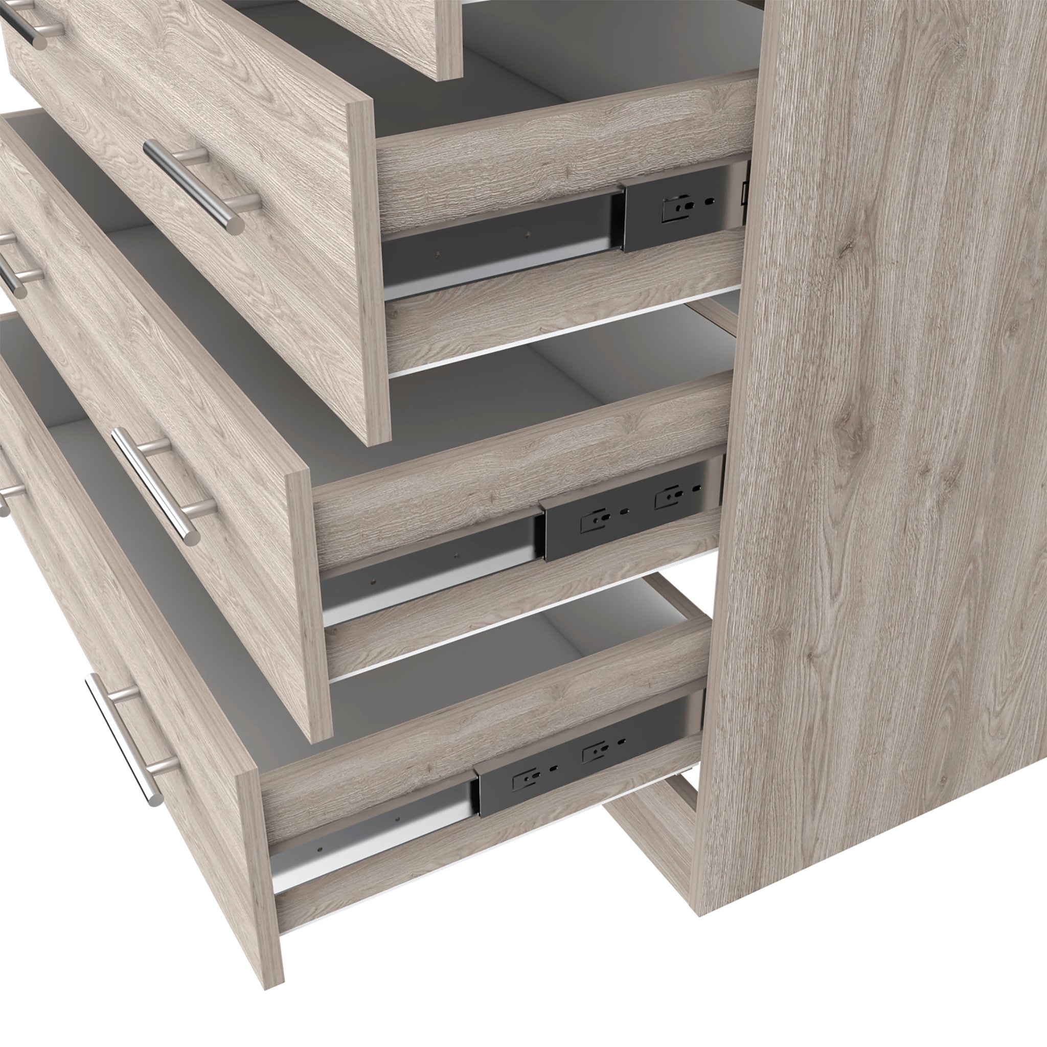 33" Light Gray Wood Four Drawer Dresser