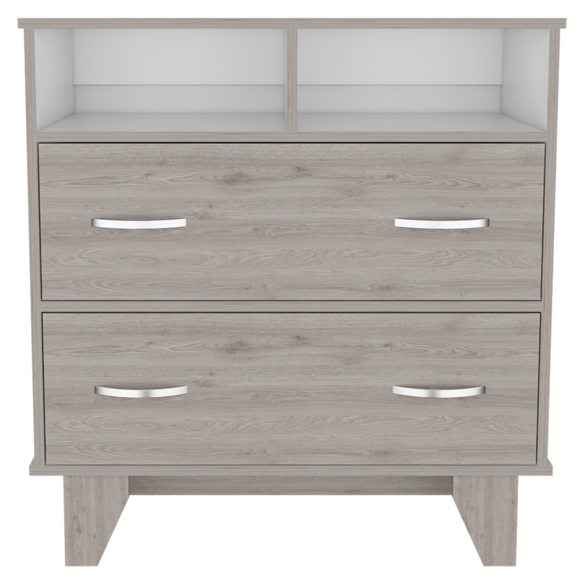 32" Light Gray Wood Two Drawer Dresser