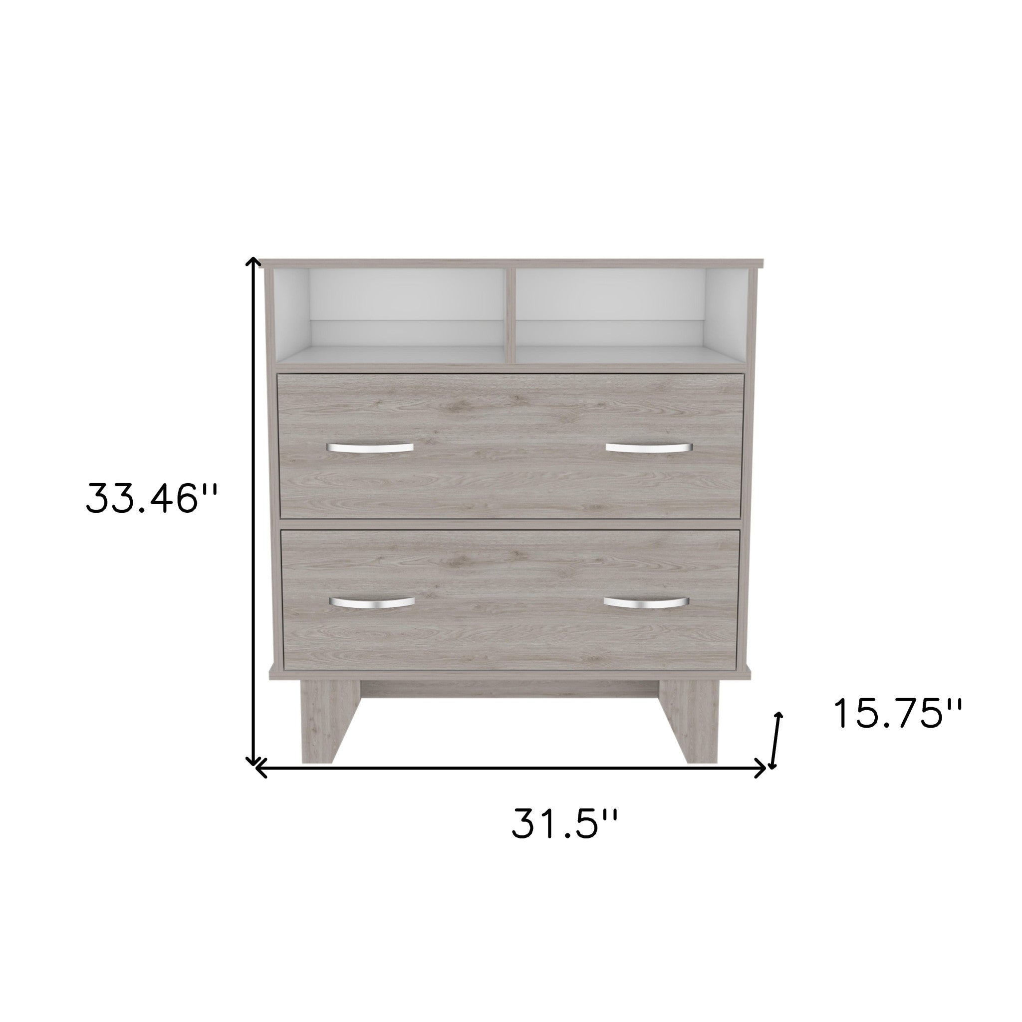 32" Light Gray Wood Two Drawer Dresser