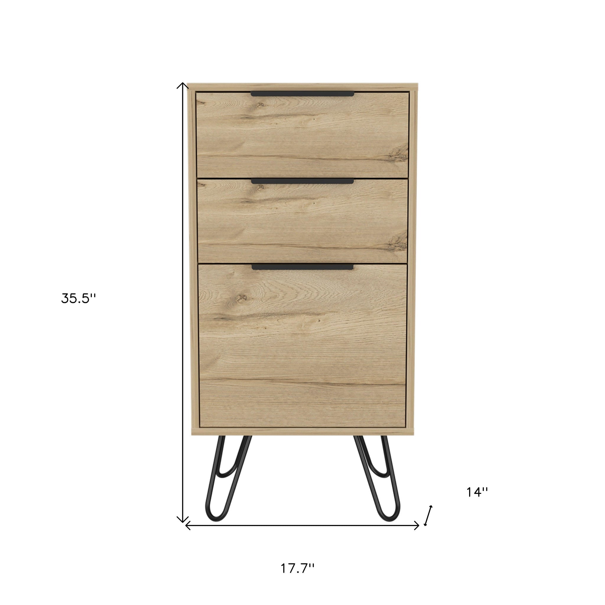 18" Natural Wood Three Drawer Dresser