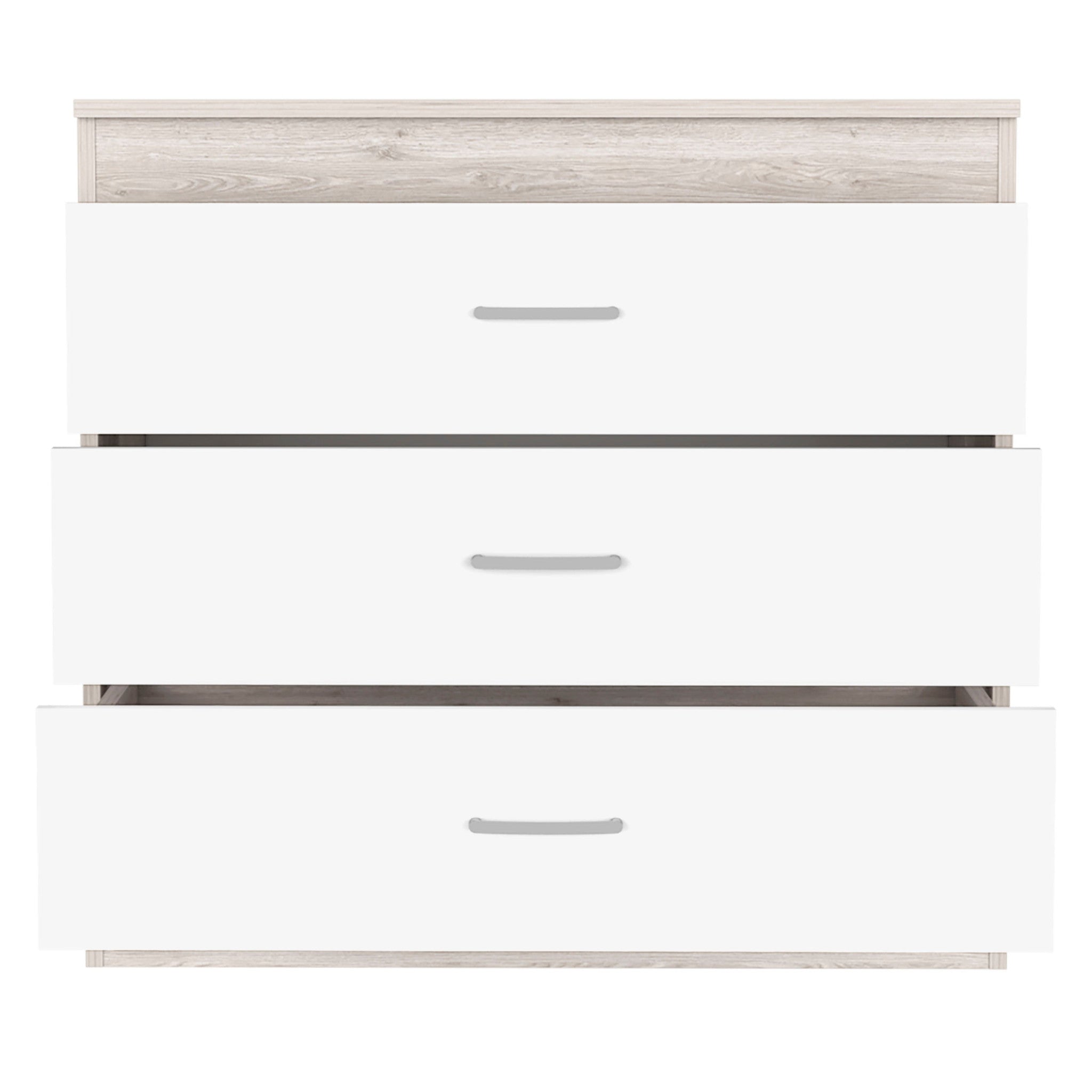 32" White And Gray Wood Three Drawer Dresser