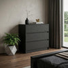 34" Black Wood Three Drawer Dresser