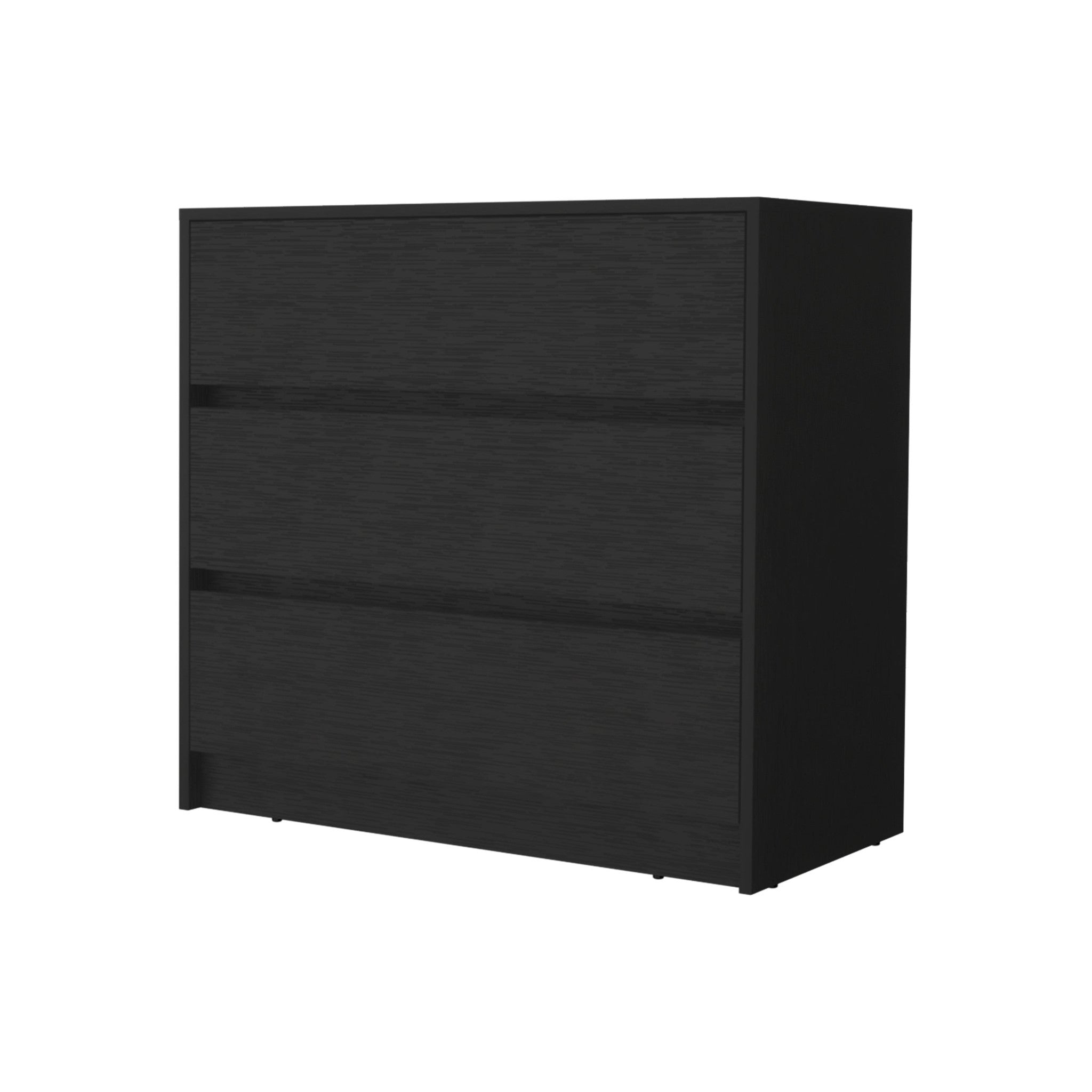 34" Black Wood Three Drawer Dresser