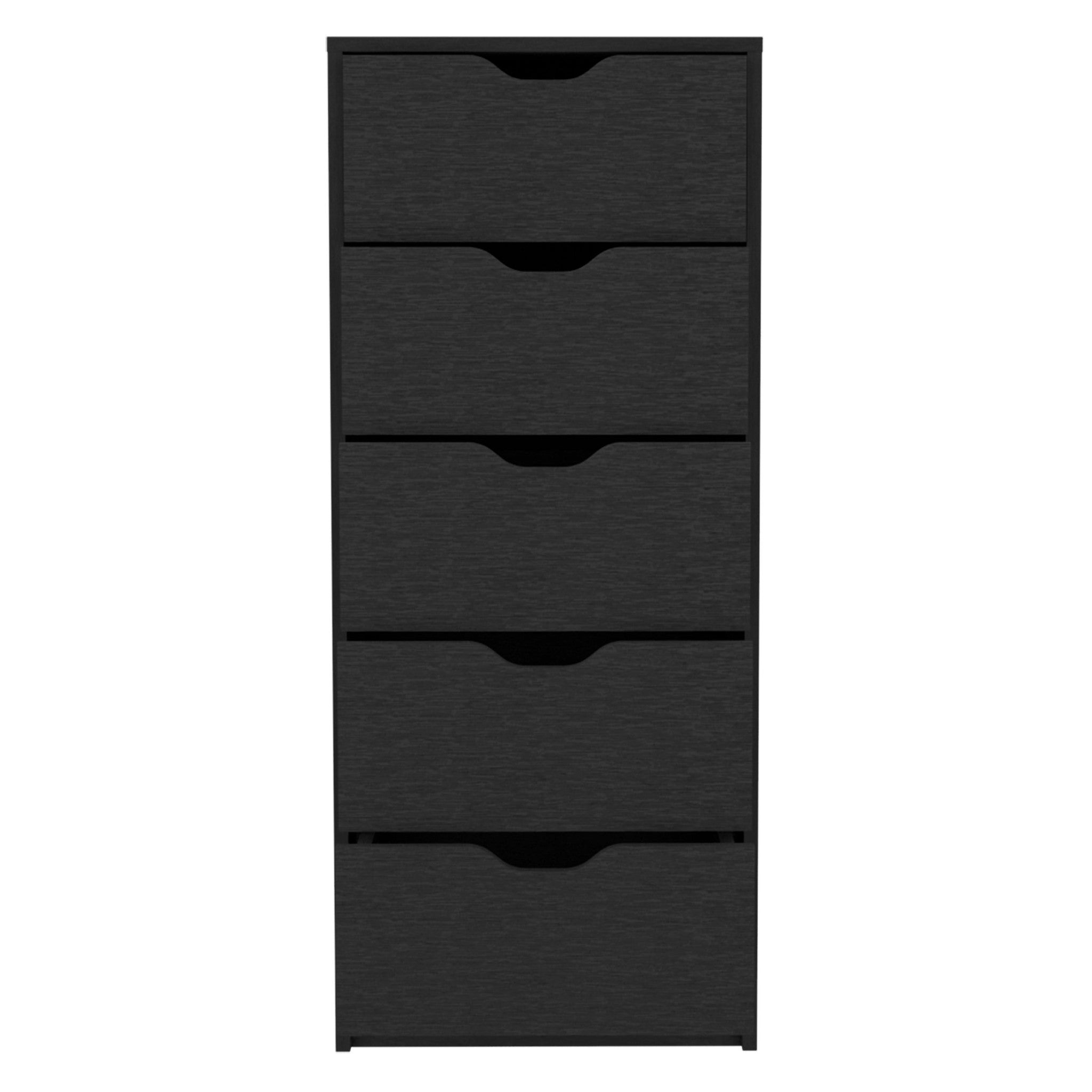 18" Black Wood Five Drawer Dresser