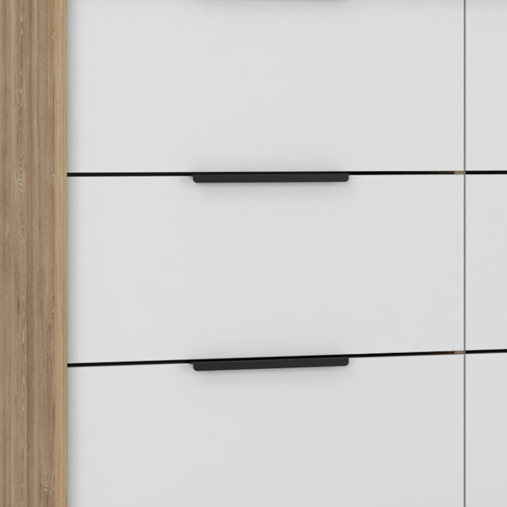 42" White And Natural Wood Six Drawer Double Dresser