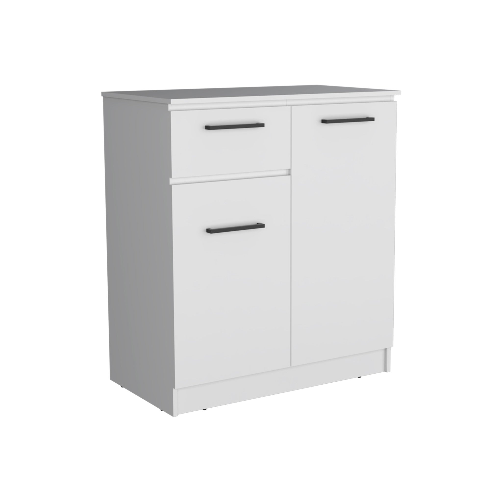 37" White Wood Two Door Single Drawer Combo Dresser