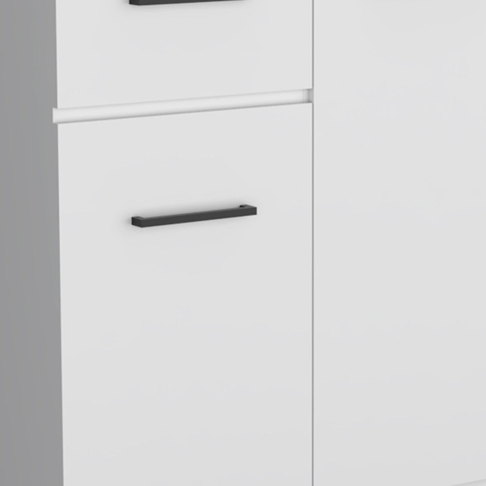 37" White Wood Two Door Single Drawer Combo Dresser