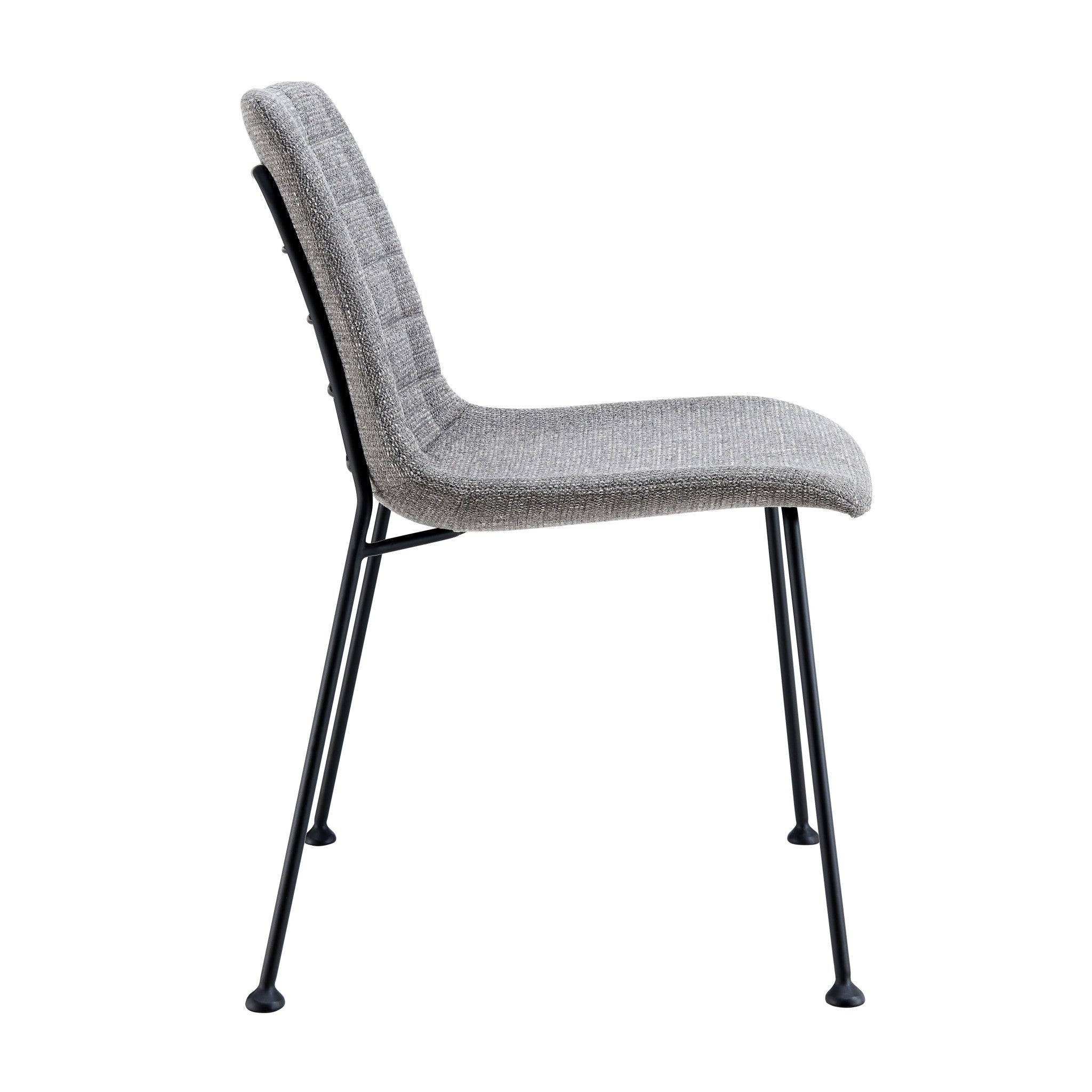 Set of Two Gray And Black Upholstered Fabric Dining Side Chairs