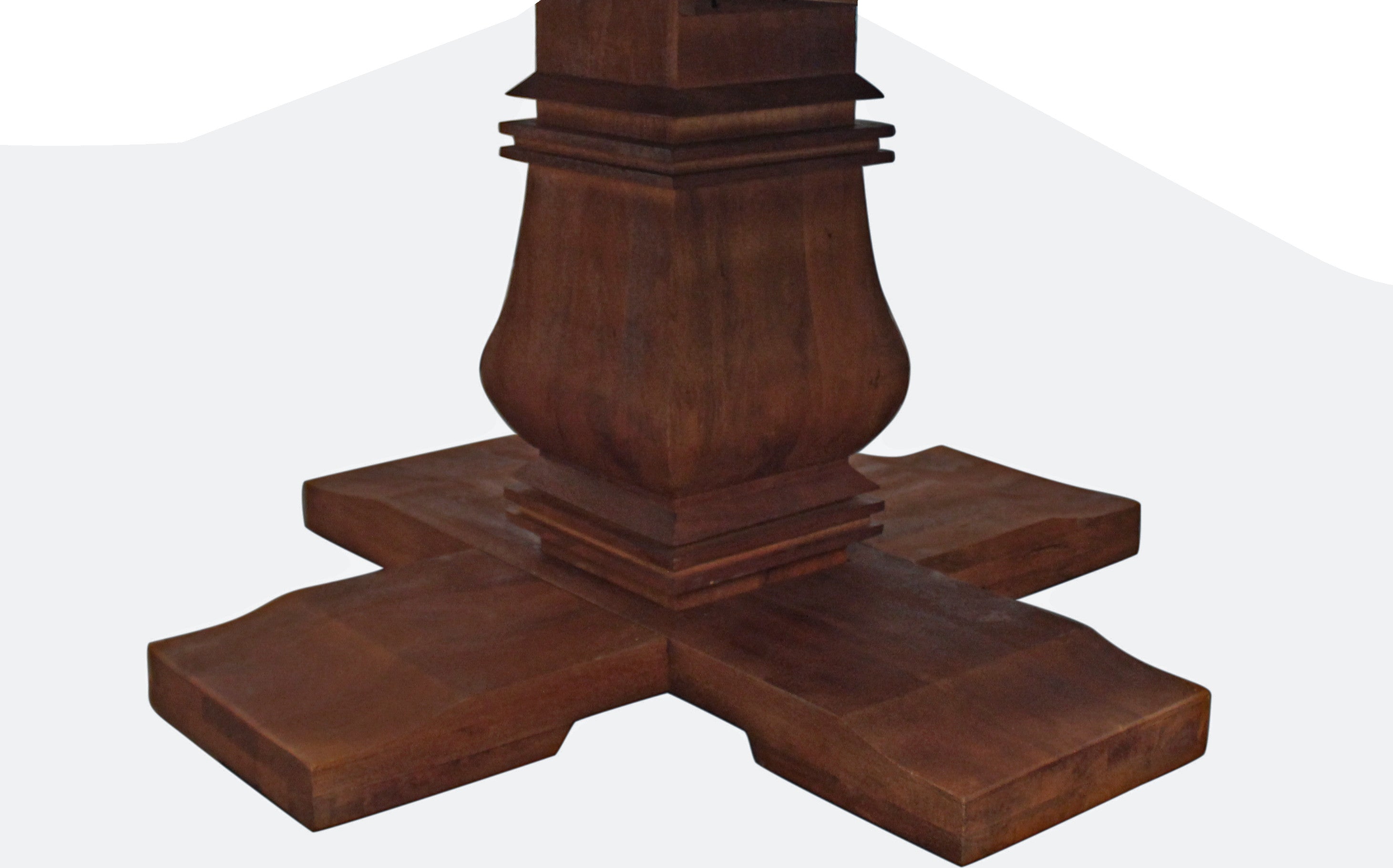 58" Brown Solid Wood Pedestal Base Round Top Dining Table