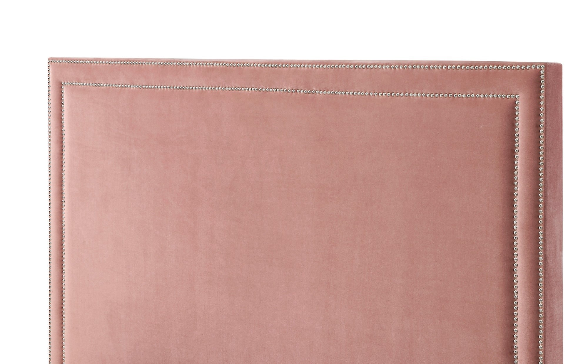 Blush Solid Wood Queen Upholstered Velvet Bed with Nailhead Trim