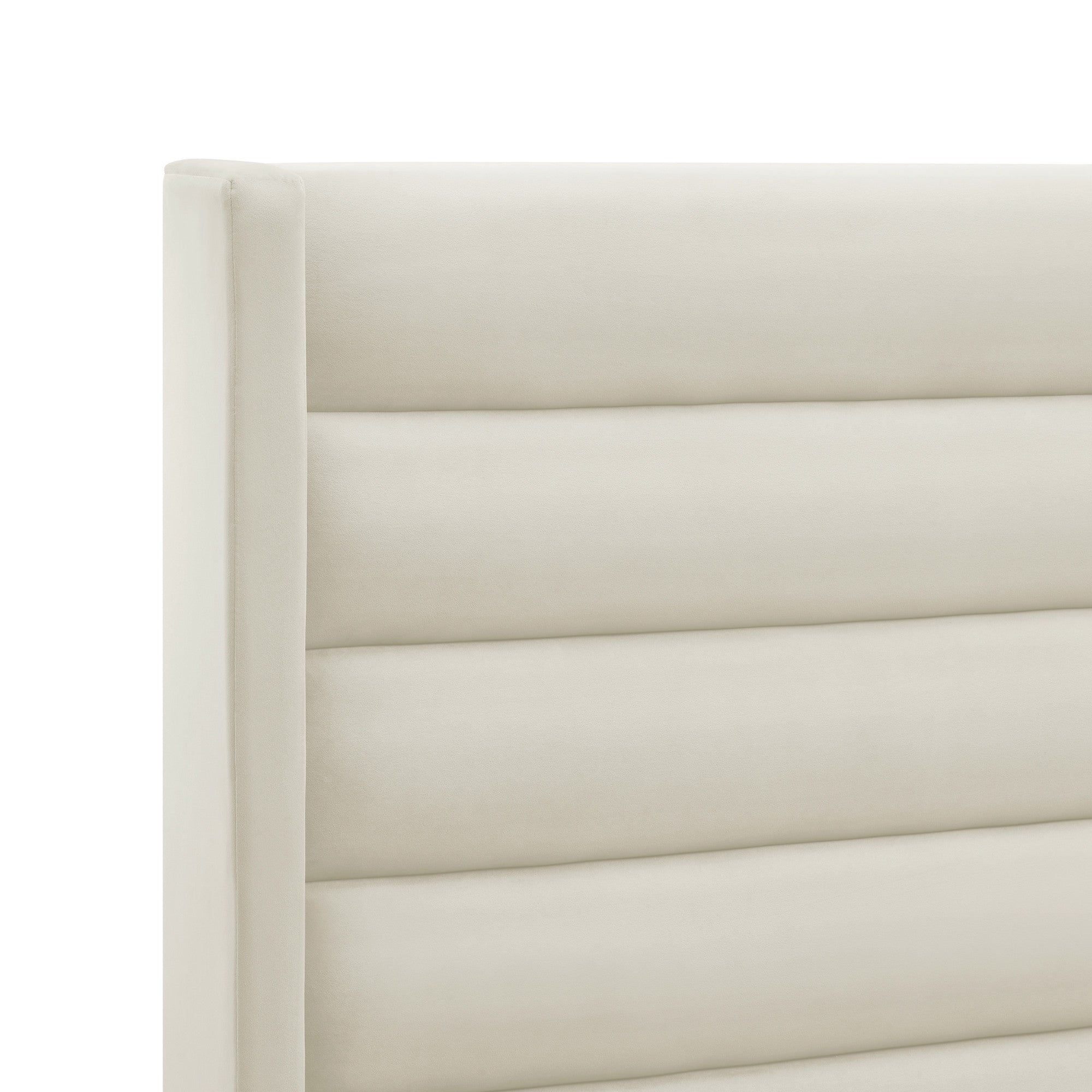 Cream Velvet Upholstered Queen Bed Frame