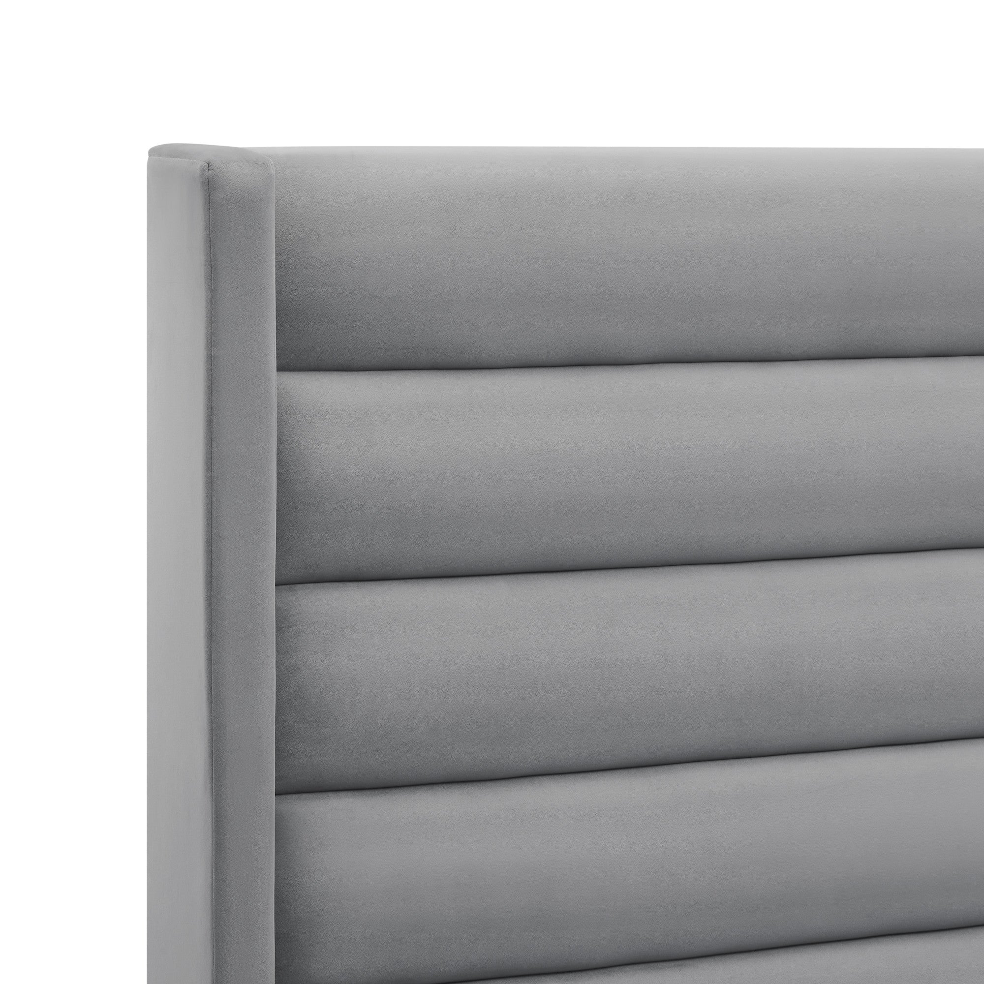 Light Gray Velvet Upholstered Full Bed Frame