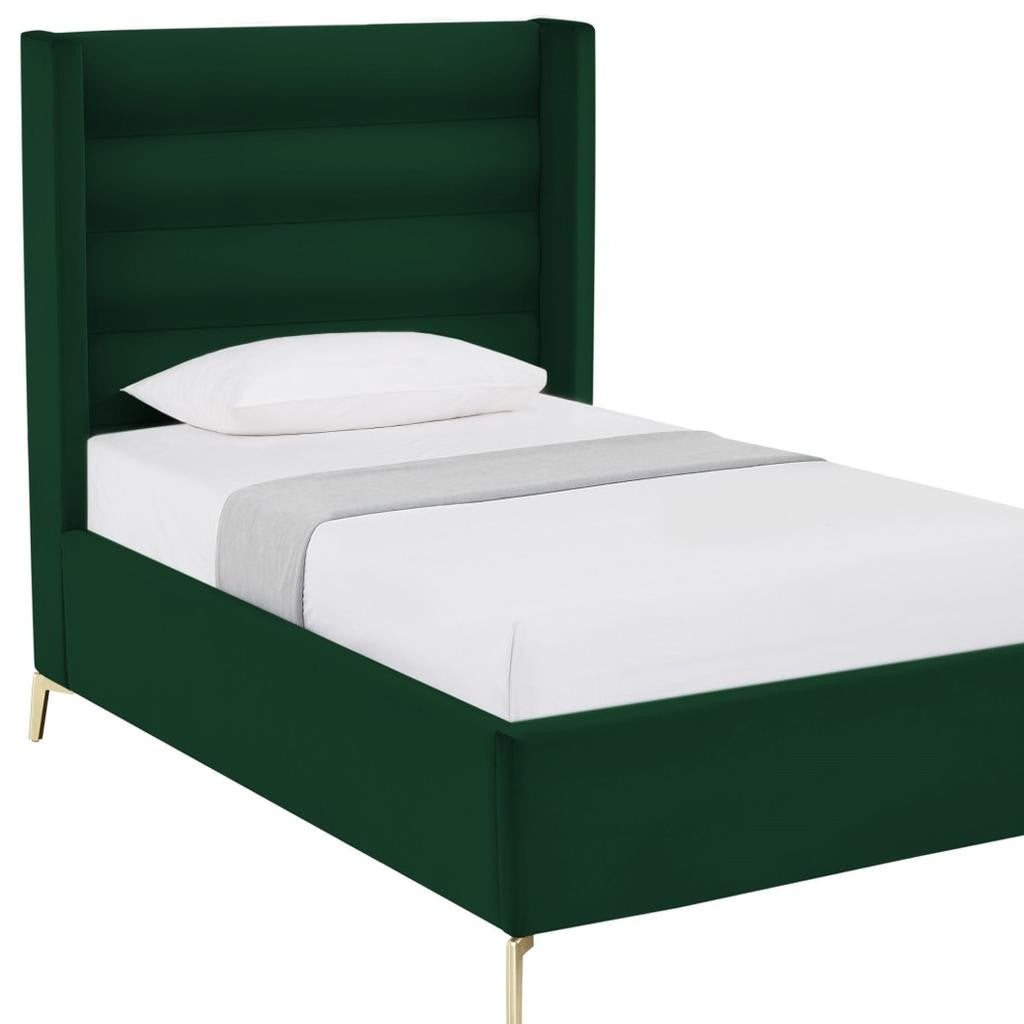Green Velvet Upholstered Full Bed Frame