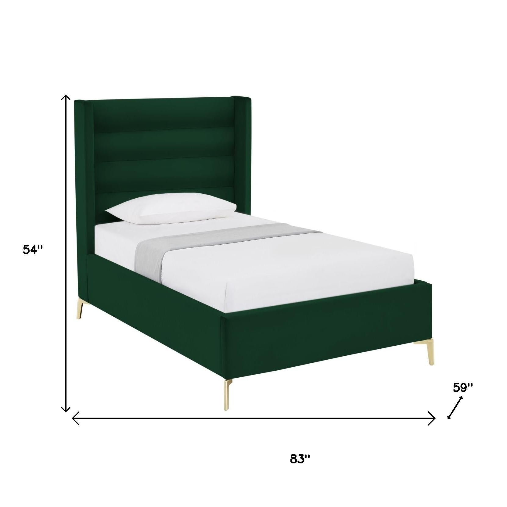 Green Velvet Upholstered Full Bed Frame