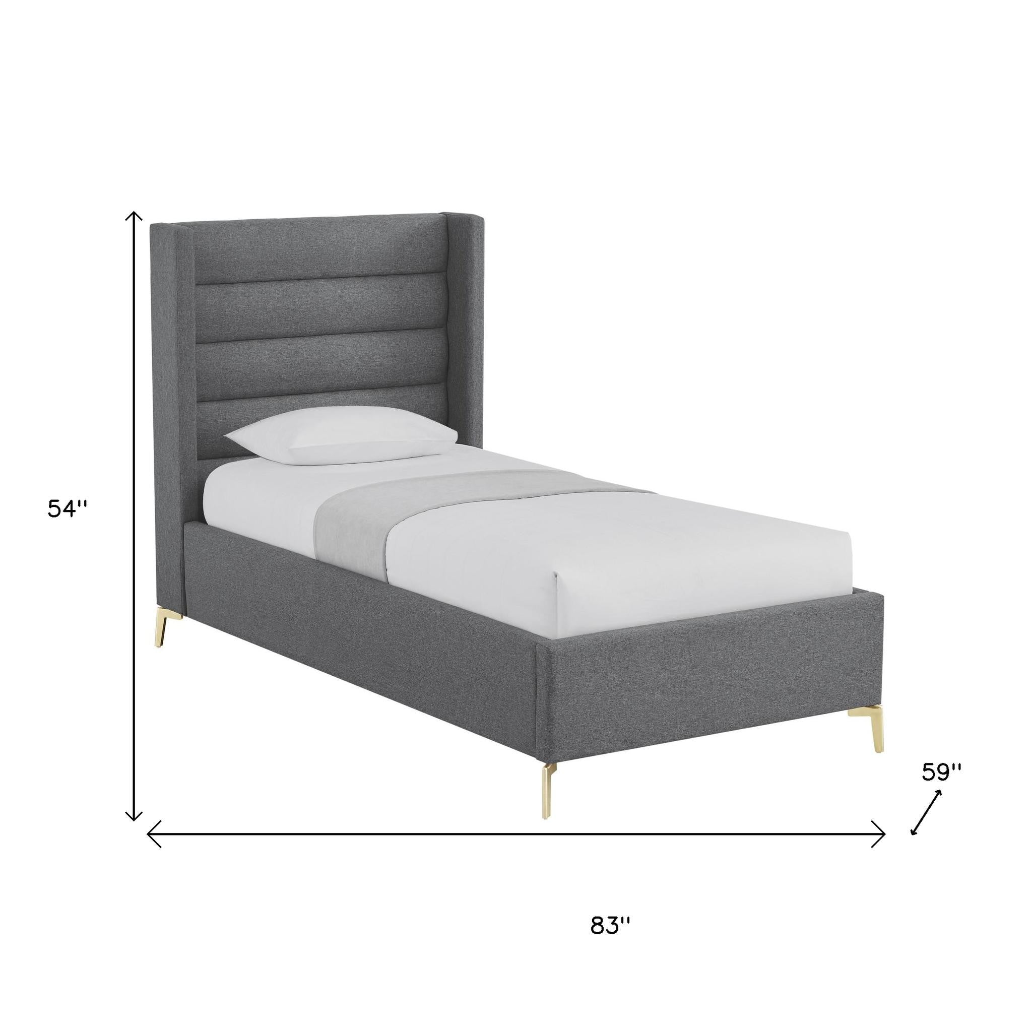 Gray Linen Upholstered Full Bed Frame