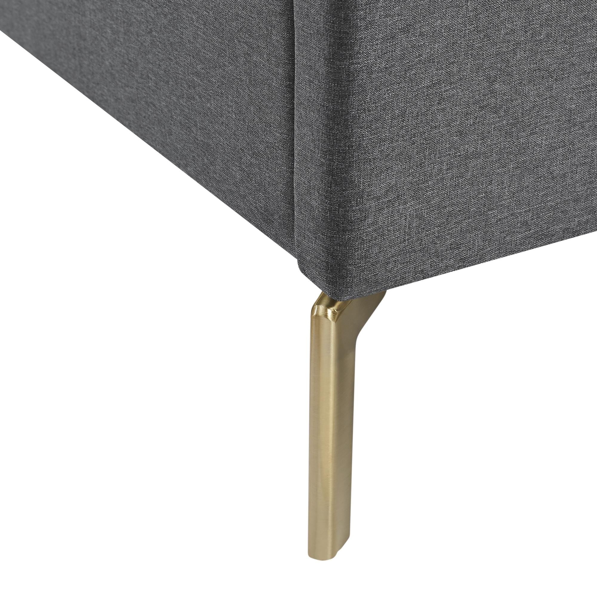 Gray Linen Upholstered Full Bed Frame