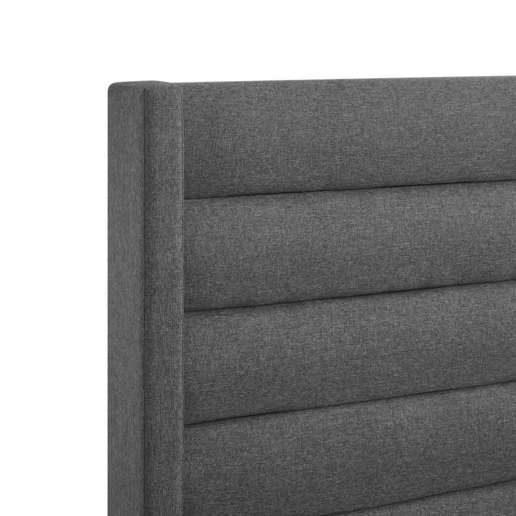 Gray Linen Upholstered Full Bed Frame