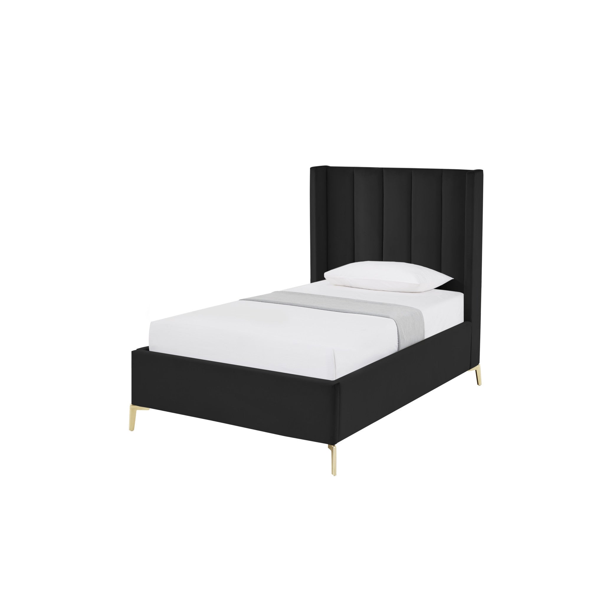 Black Velvet Upholstered Full Bed Frame