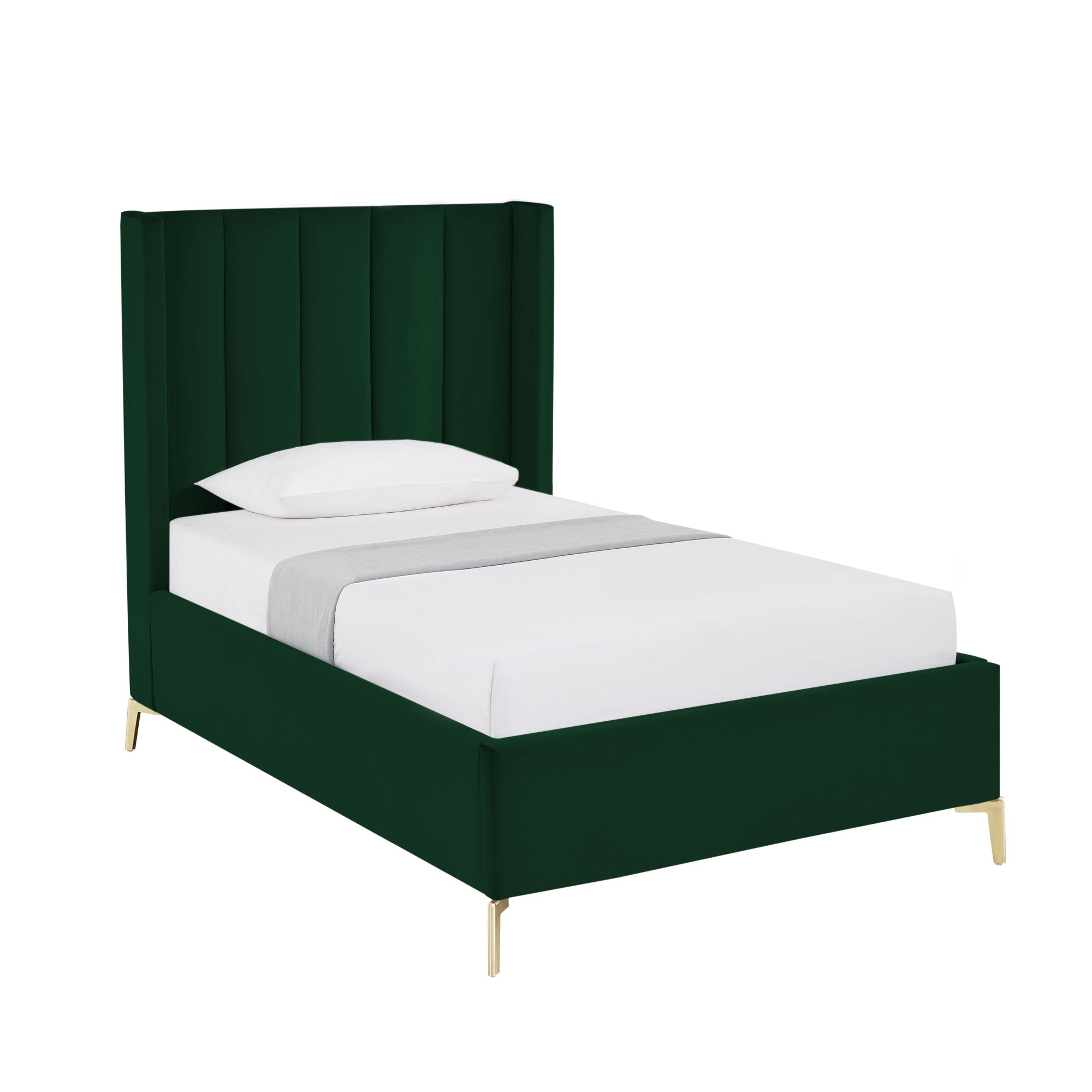 Green Velvet Upholstered Full Bed Frame