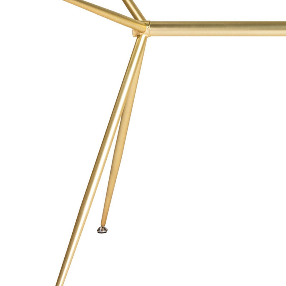 60" Clear And Gold Glass And Steel Dining Table