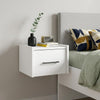 10" White Wood One Drawer Floating Nightstand