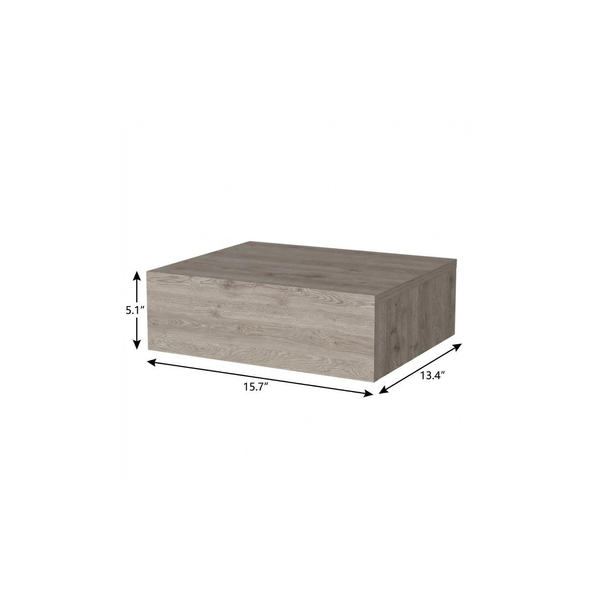 16" Gray Wood One Drawer Floating Nightstand