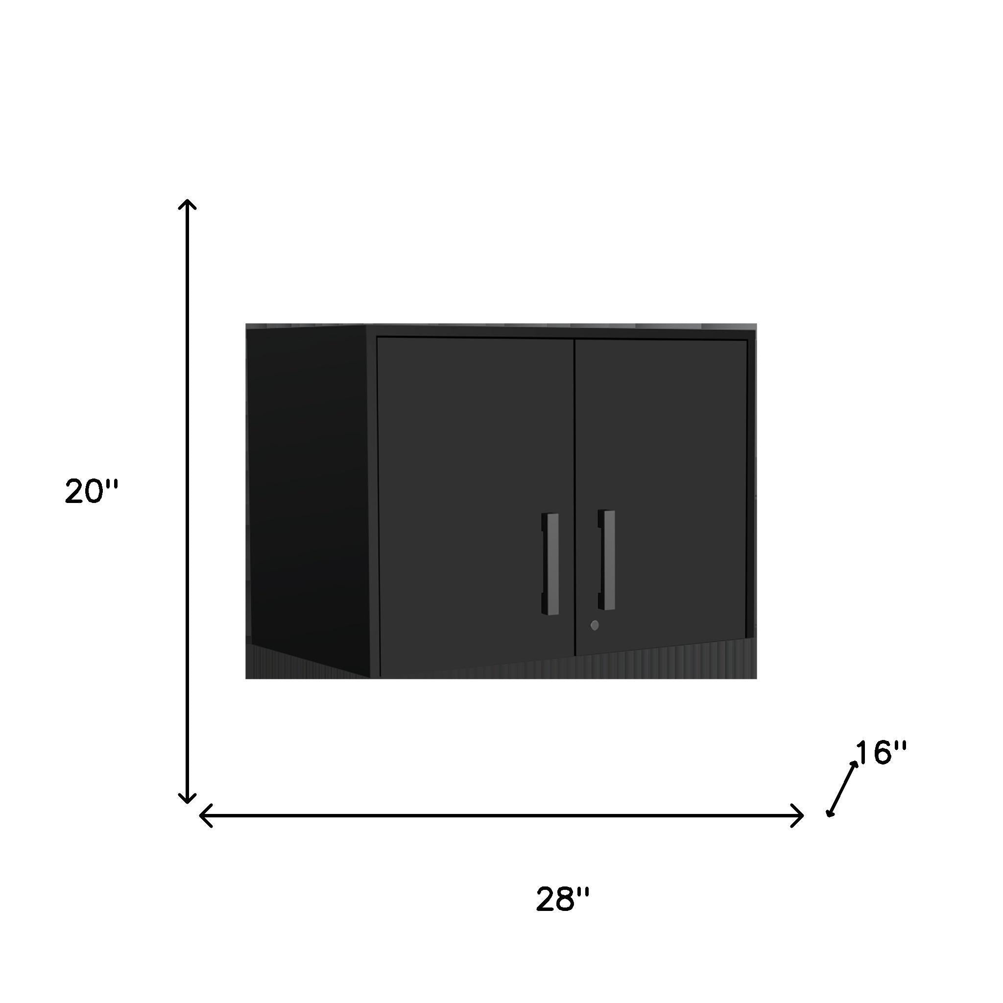 28" Black Wall mounted Accent Cabinet With Four Shelves