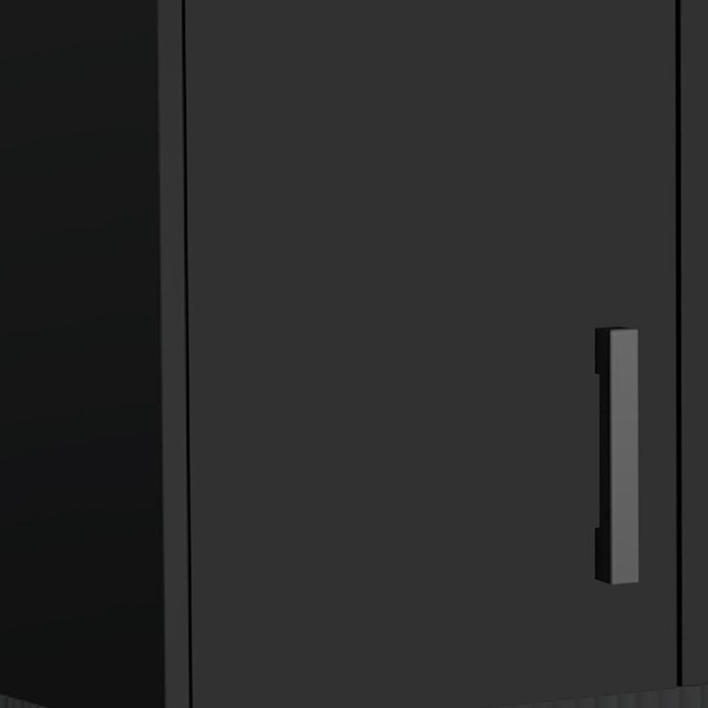 28" Black Wall mounted Accent Cabinet With Eight Shelves And Six Drawers