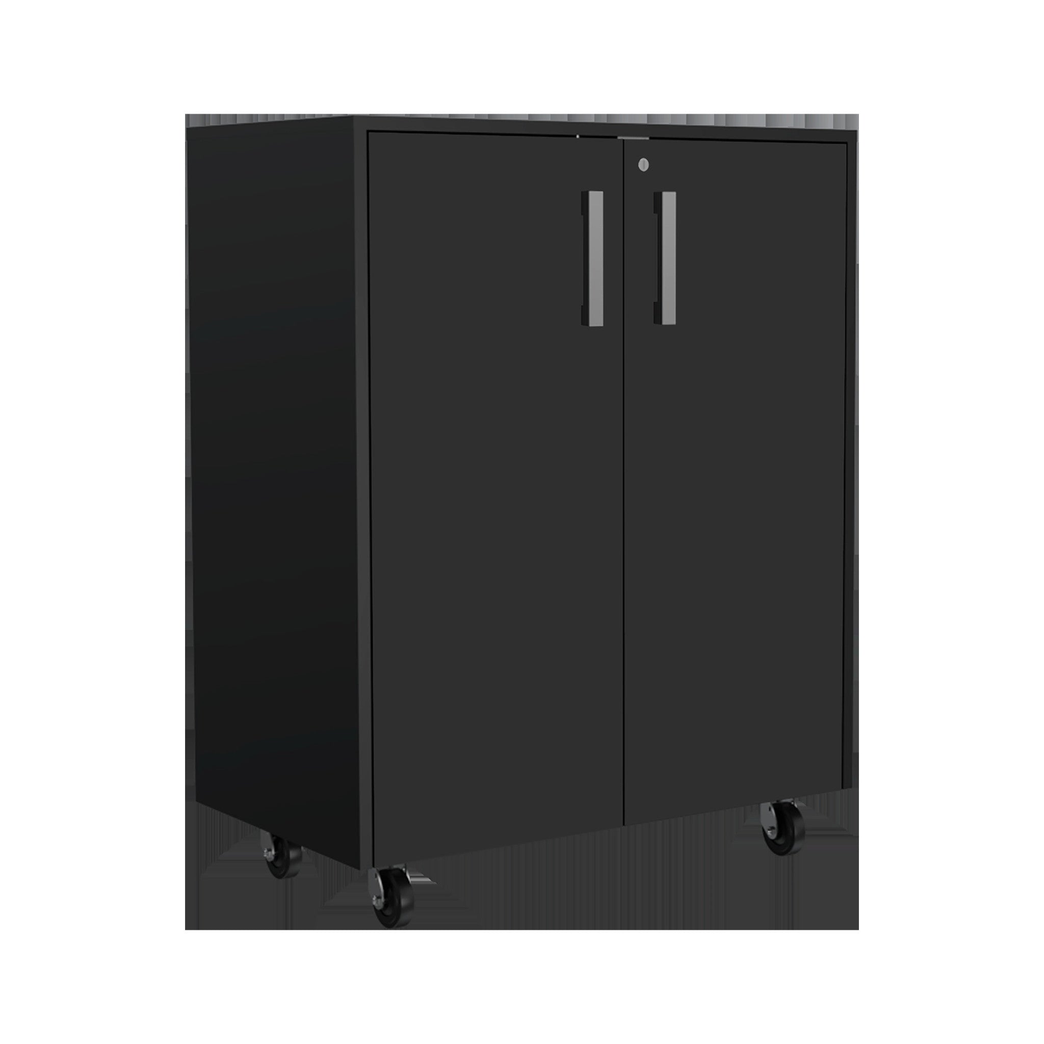 7 Black Wood Wall Mounted Accent Cabinet With Ten Doors And Six Drawers
