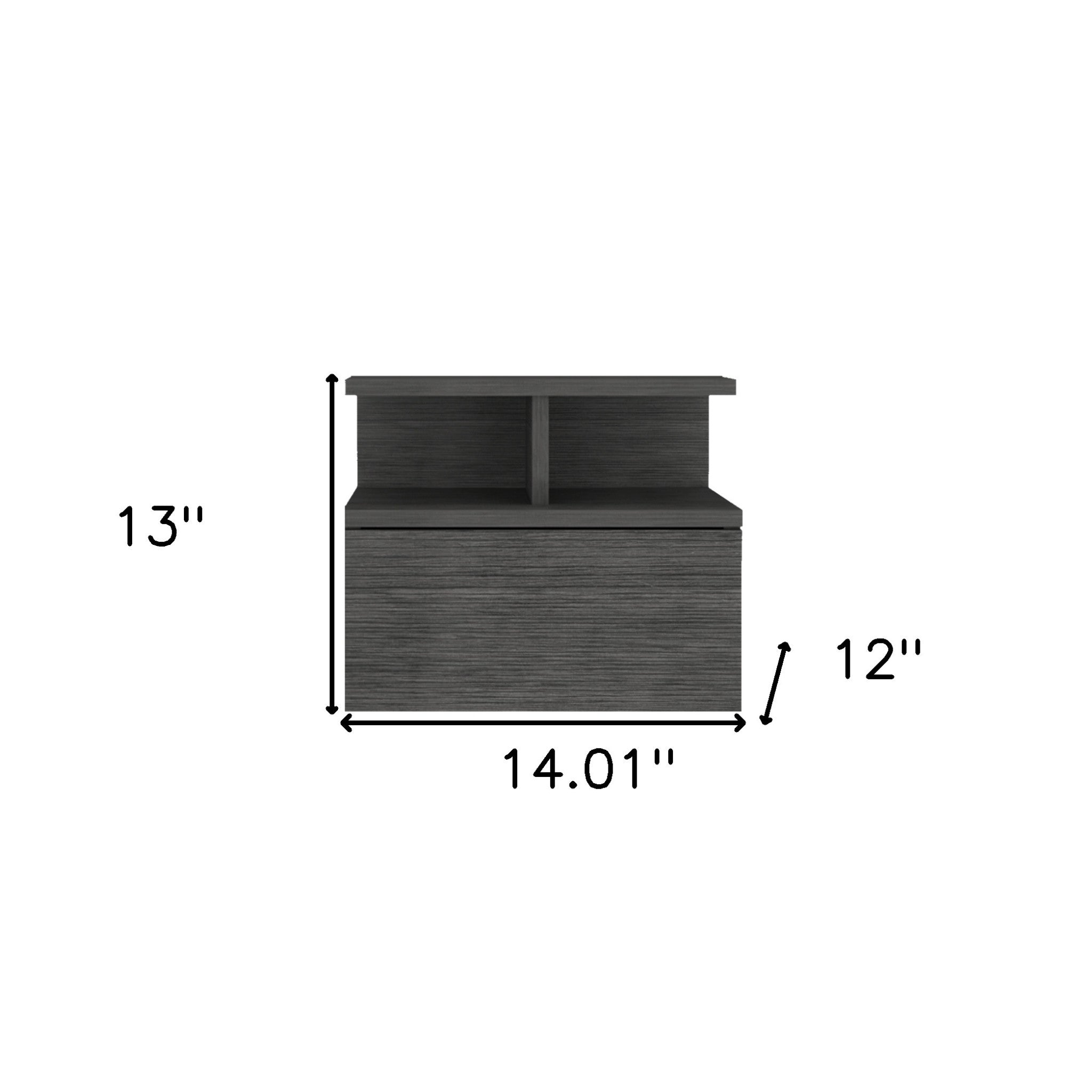 13" Dark Gray Wood One Drawer Floating Nightstand