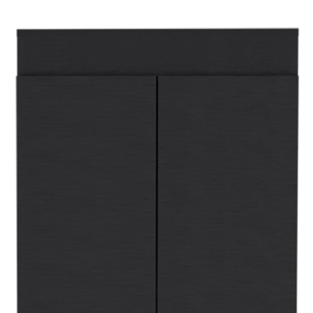 67" Black Wood Pantry Or Storage Closet
