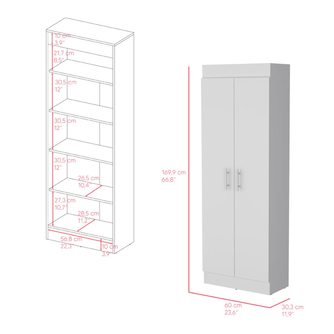 67" White Wood Pantry Or Storage Closet