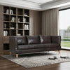85" Dark Brown Leather Sofa With Brown Legs