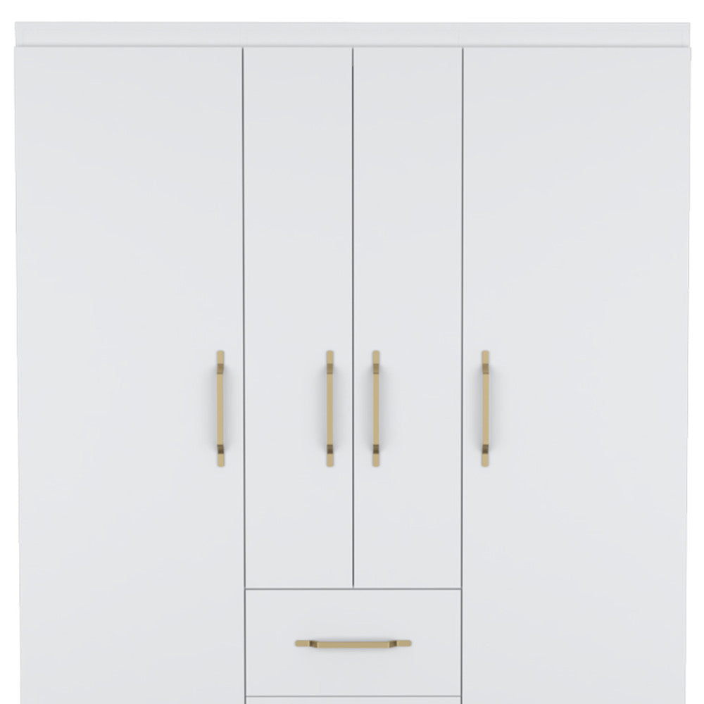 70" White Wood Four Door Two Drawer Combo Dresser