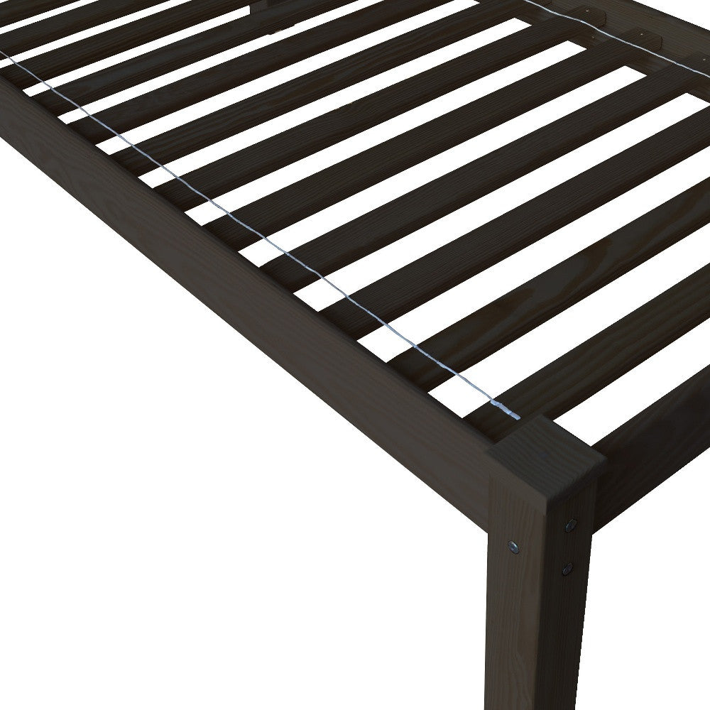 Dark Brown Solid Wood Twin Bed Frame