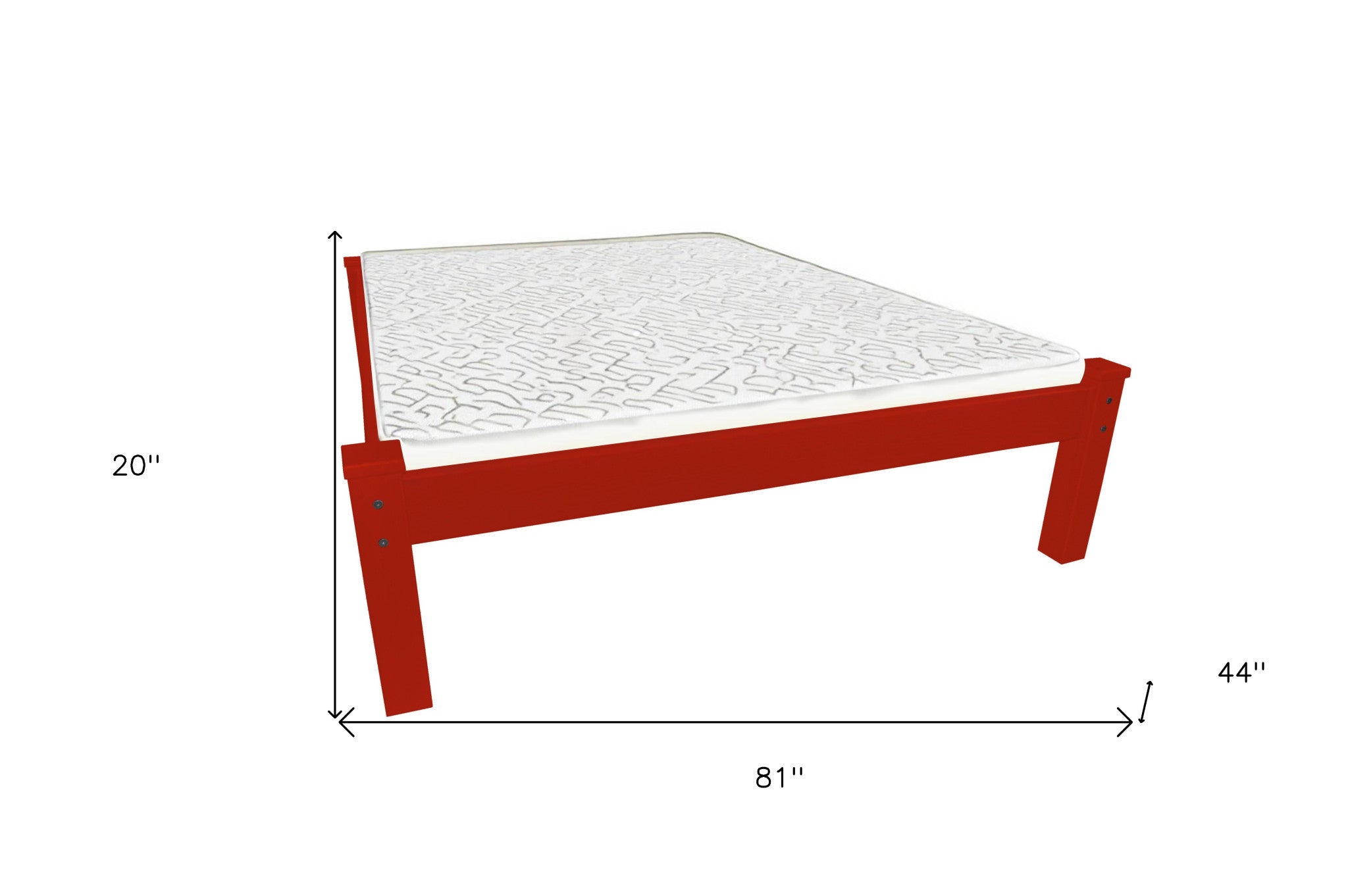 Red Solid Wood Twin Bed Frame