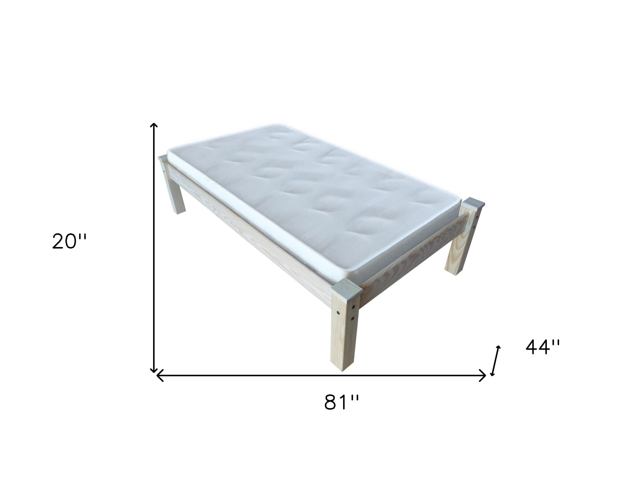 Natural Solid Wood Twin Bed Frame
