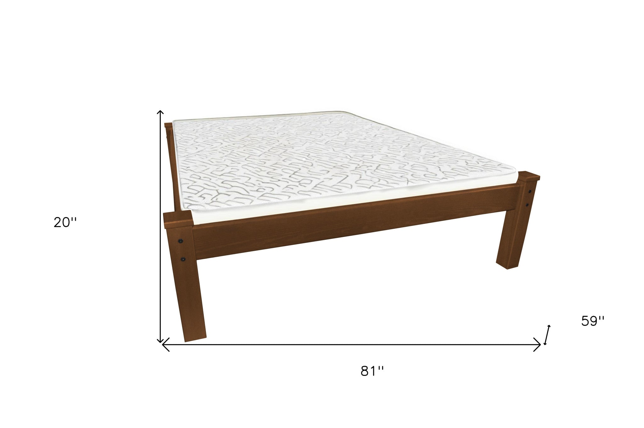 Brown Solid Wood Full Bed Frame