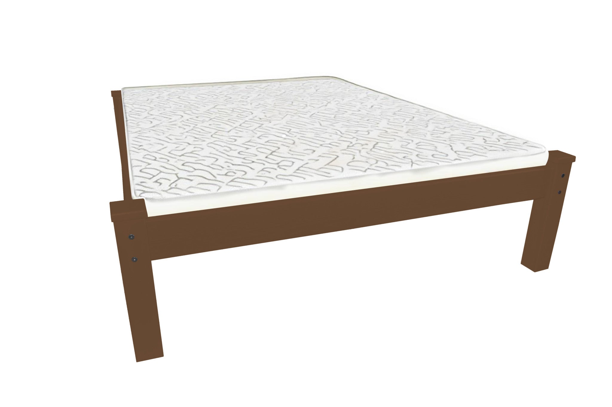 Brown Solid Wood Queen Bed Frame