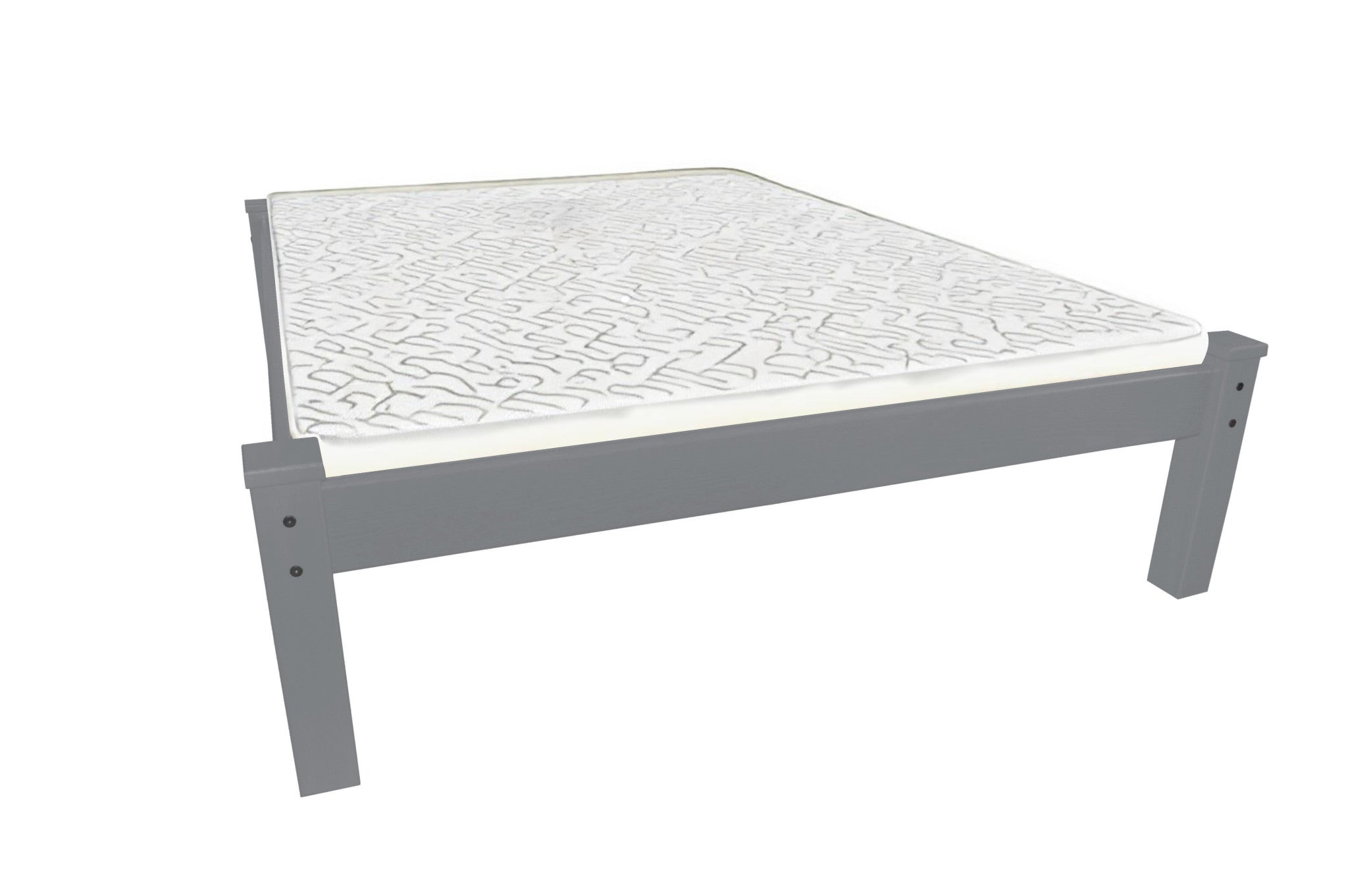 Gray Solid Wood Queen Bed Frame