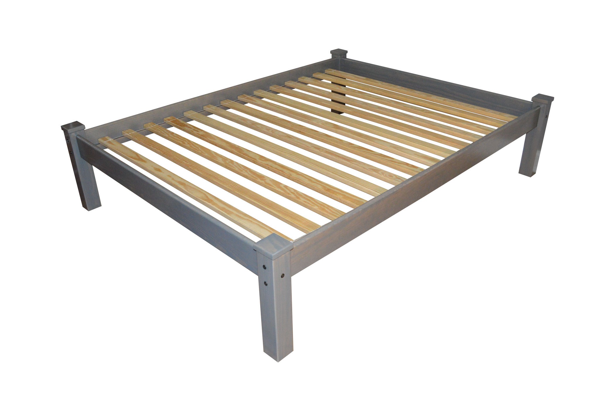 Gray Solid Wood Queen Bed Frame