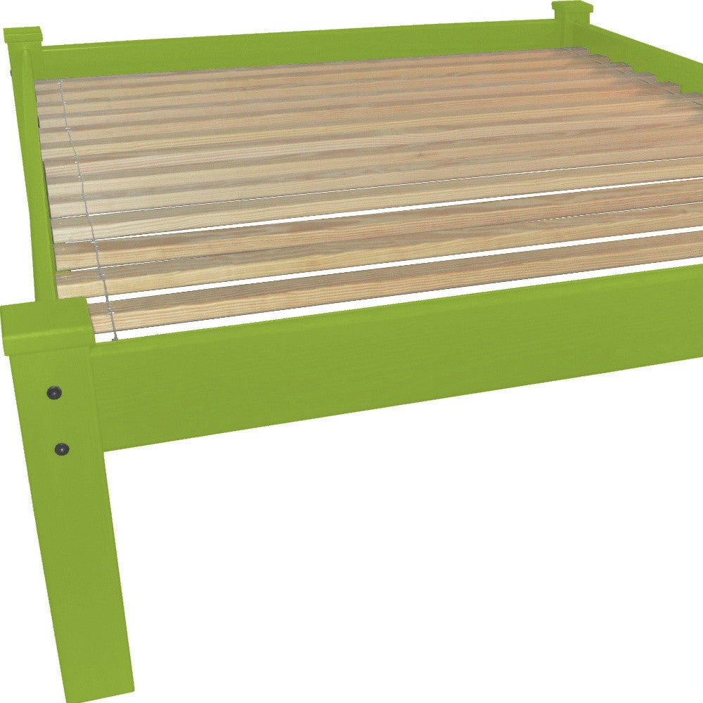 Lime Green Solid Wood Queen Bed Frame