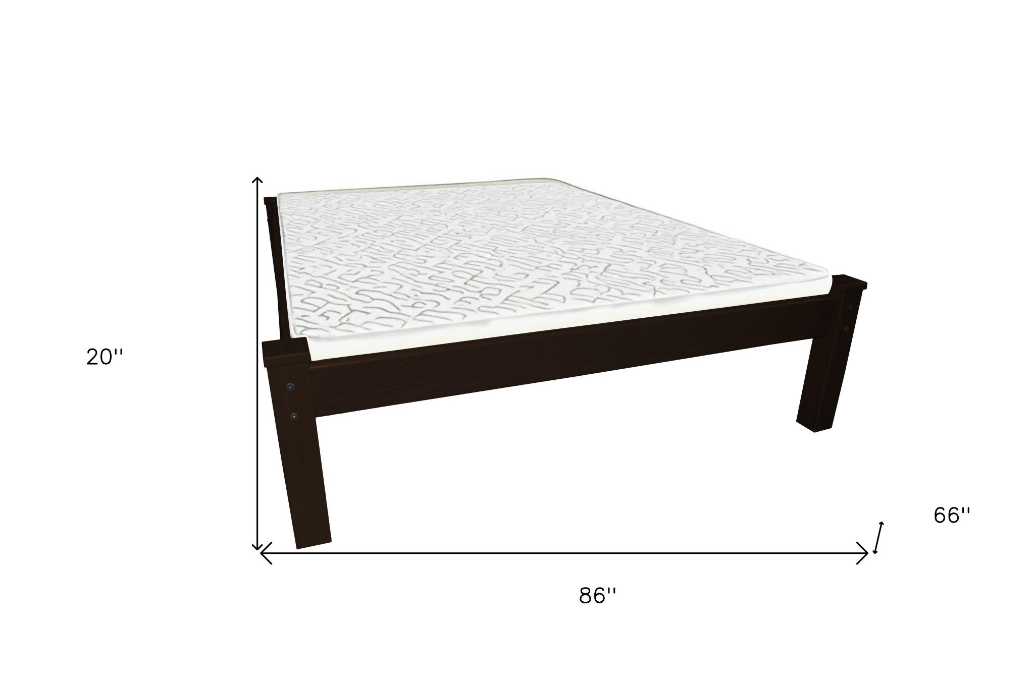 Dark Brown Solid Wood Queen Bed Frame