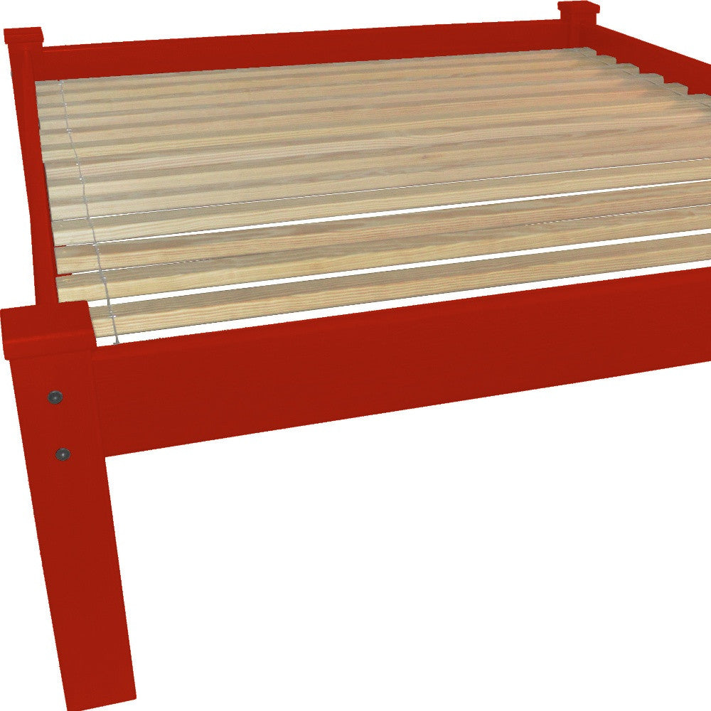 Red Solid Wood Queen Bed Frame