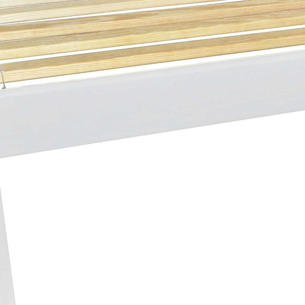 White Solid Wood Queen Bed Frame