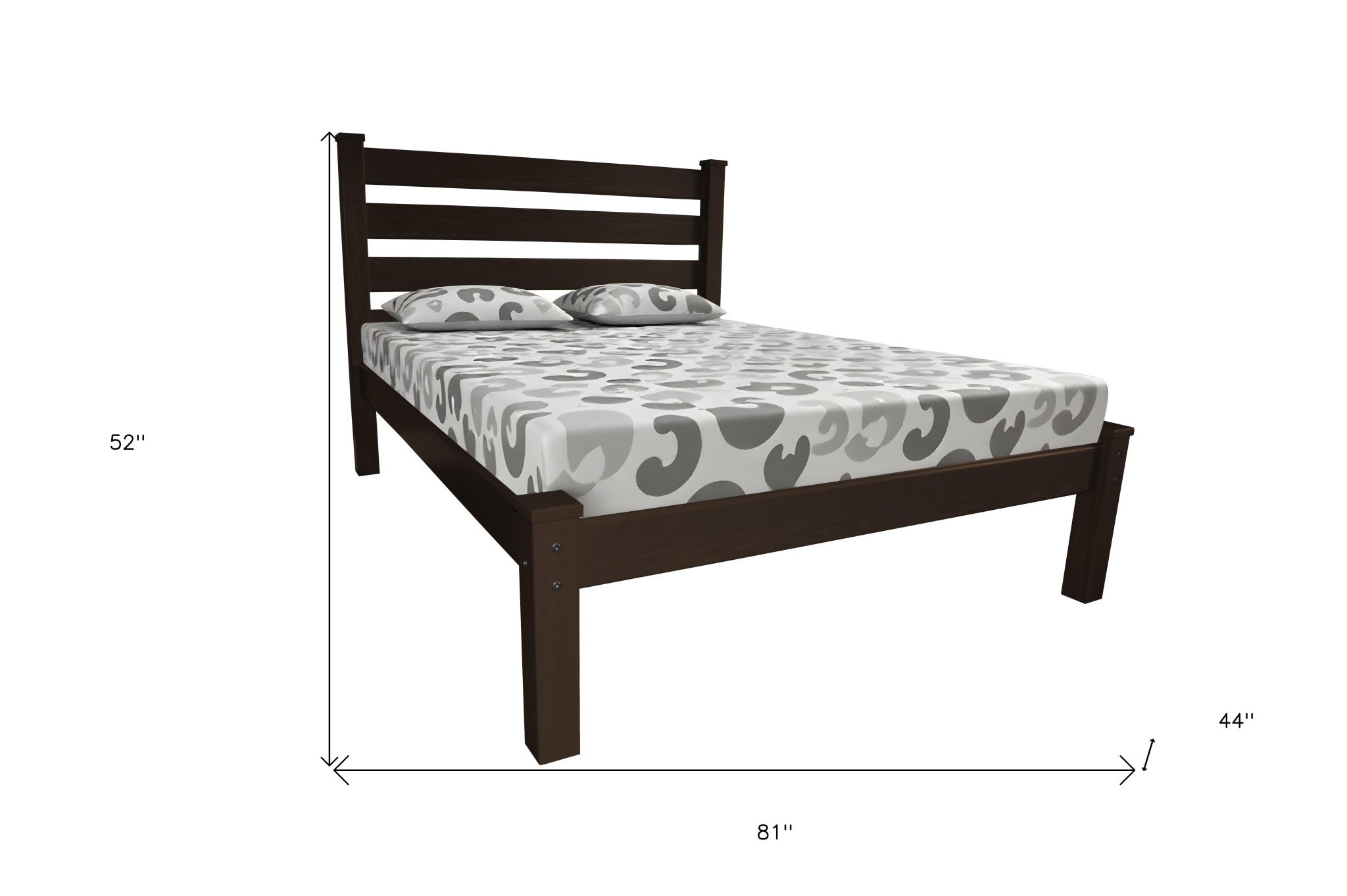 Dark Brown Solid Wood Twin Bed Frame