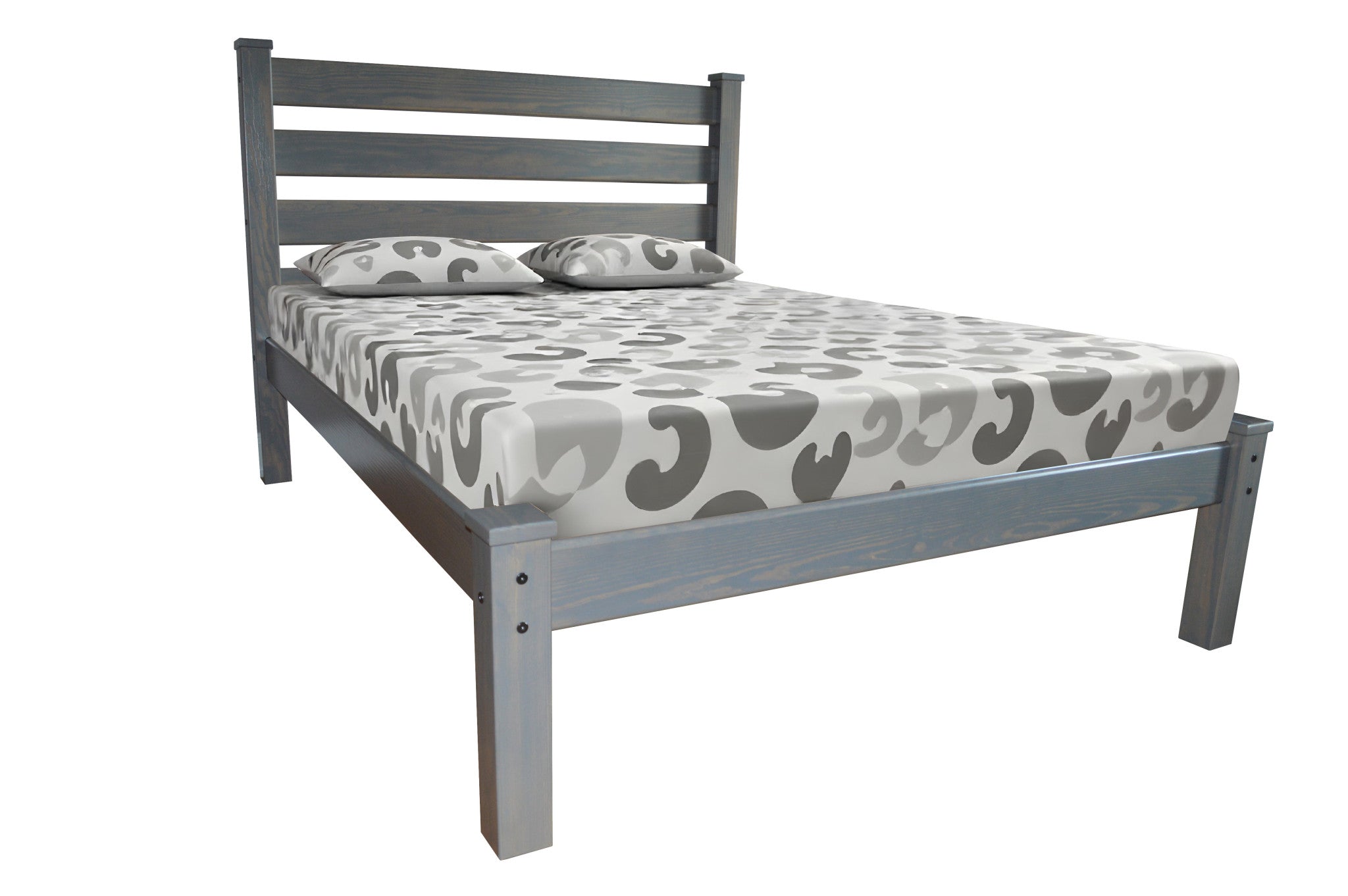 Gray Solid Wood Full Bed Frame