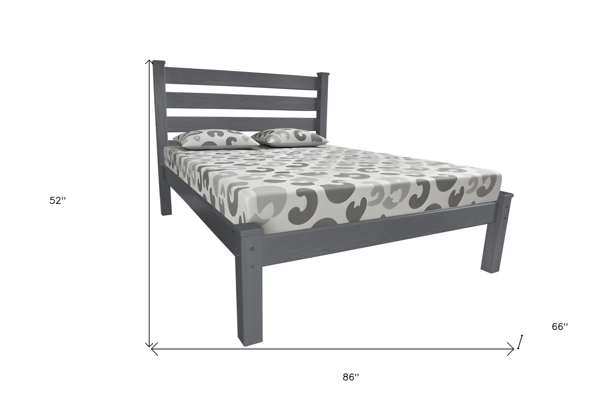 Gray Solid Wood Queen Bed Frame