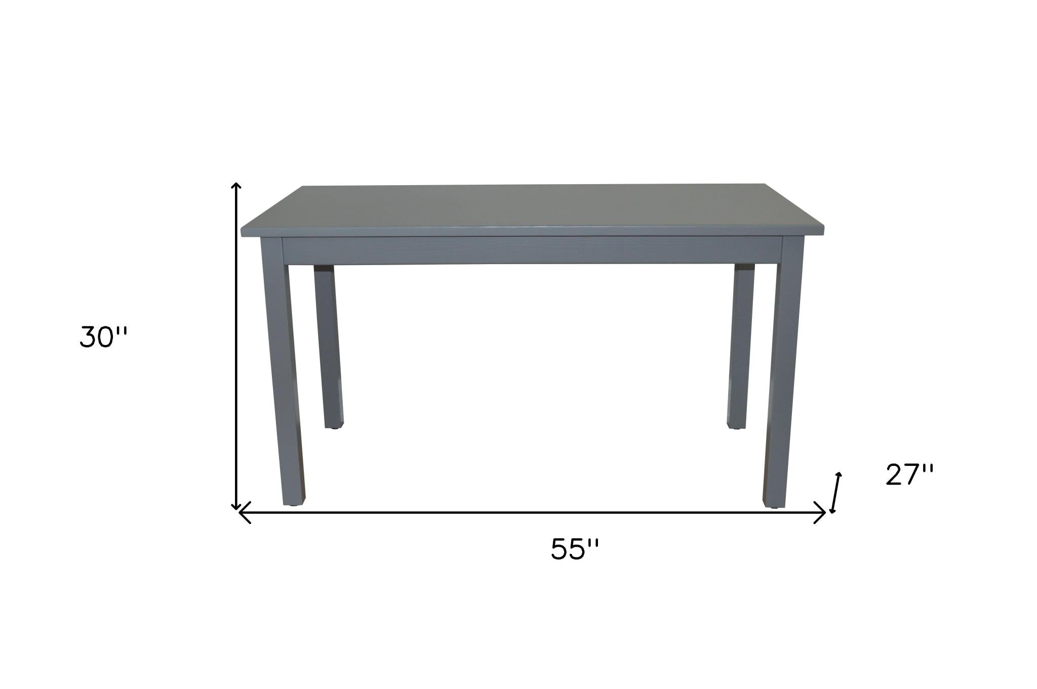 60" Gray Solid Wood Dining Table
