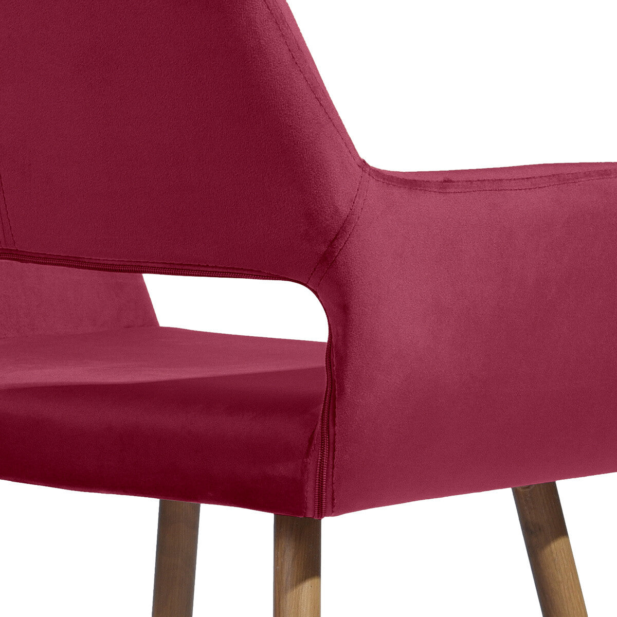 22" Fuchsia and Brown Velvet Arm Chair